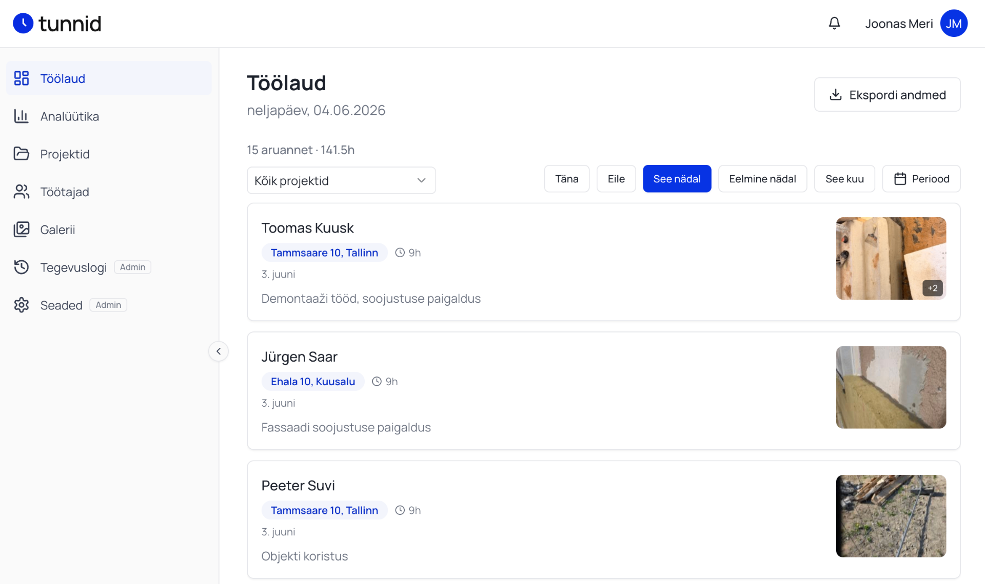 Halduri töölaud ekraanipilt